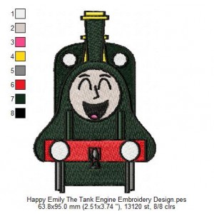 Happy Emily The Tank Engine Embroidery Design